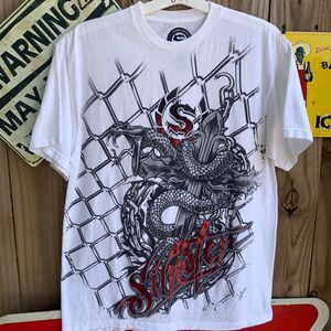 Vintage Y2K Sinister Brand Snake and Sword and Chains T-shirt Size L